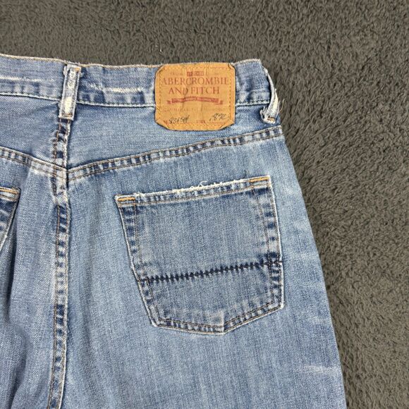 Vtg Abercrombie & Fitch Jeans Mens 30x32 Blue Bootcut Distressed Light Wash Y2K - Picture 11 of 16